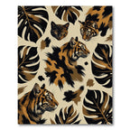 Earthy Tiger Jungle Leaf Art Rug