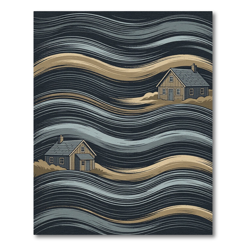 Earthy Tones Flowing Coastal Cabin Art Rug