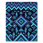 Electric Blue Geometric Tribal Diamond Rug