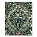 Elegant Sage Fleur de Lis Medallion Rug