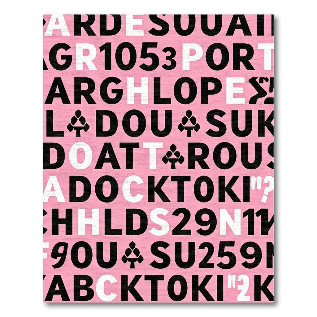 Bold Pink Typographic Collage Rug