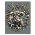 Highland Cow Floral Thistle Meadow Rug