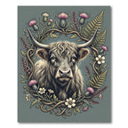Highland Cow Floral Thistle Meadow Rug
