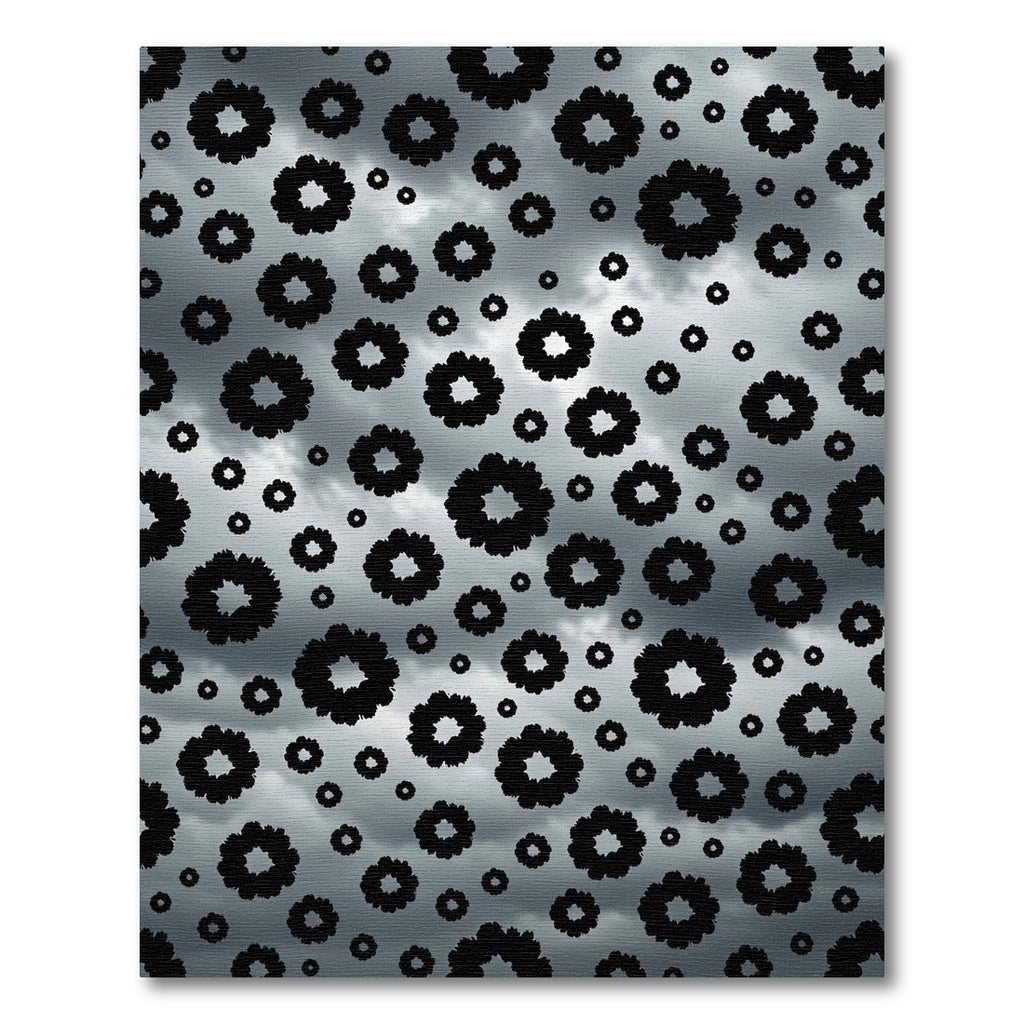 Cloudy Gray Scattered Floral Bloom Rug