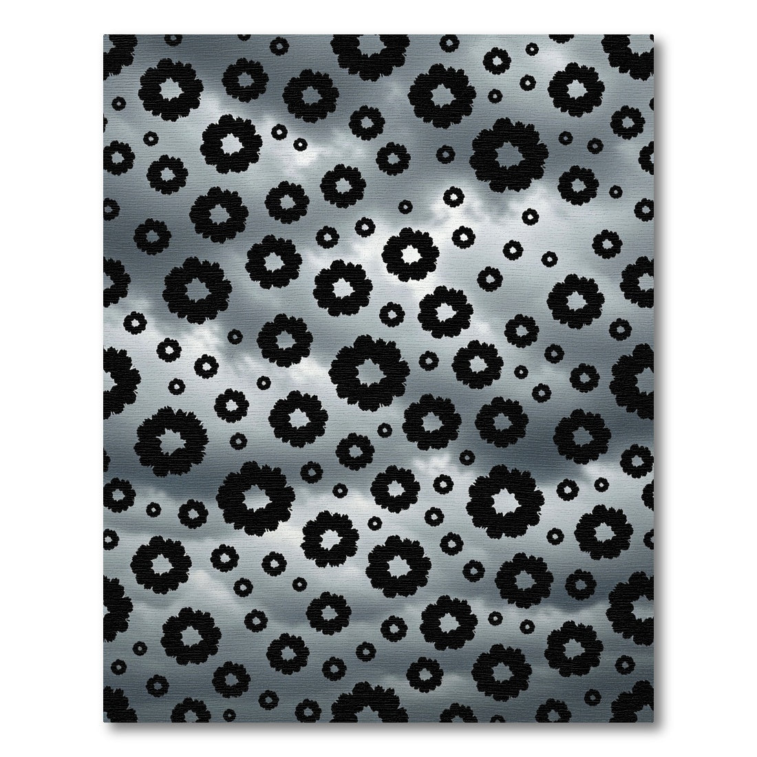Cloudy Gray Scattered Floral Bloom Rug