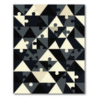 Monochrome Geometric Jigsaw Triangle Abstract Rug