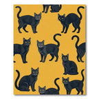 Black Cats Yellow Background Repeating Arrangement Rug