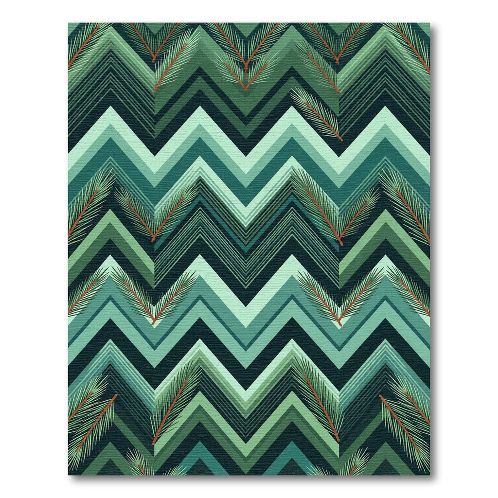 Deep Teal Chevron Pine Sprig Rug
