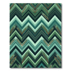 Deep Teal Chevron Pine Sprig Rug