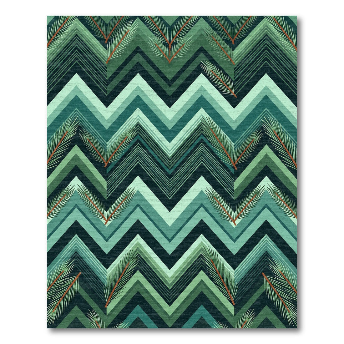 Deep Teal Chevron Pine Sprig Rug