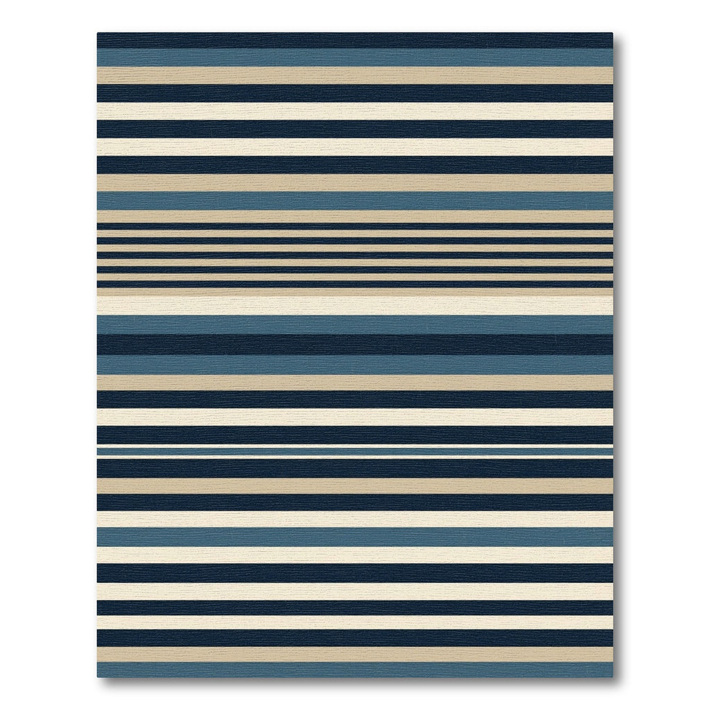 Coastal Blue Beige Wide Stripe Rug