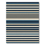 Coastal Blue Beige Wide Stripe Rug