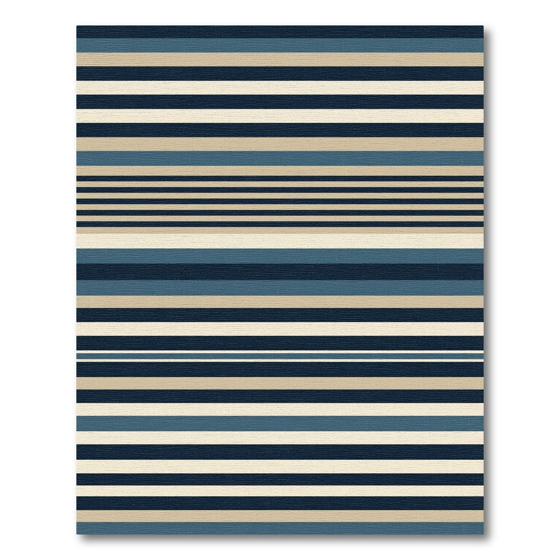 Coastal Blue Beige Wide Stripe Rug