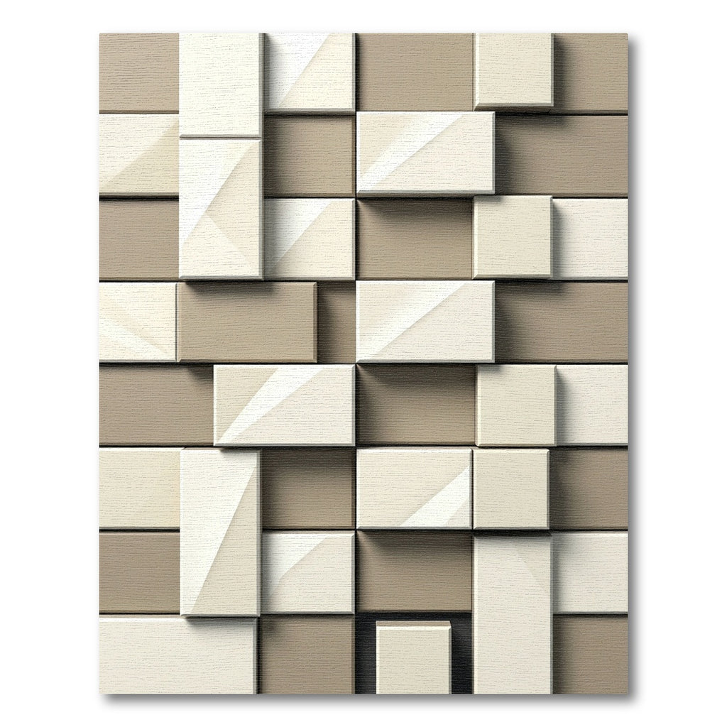 Modern Geometric Beige Cream Block Rug