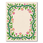 Green Vine Pink Floral Garden Border Rug
