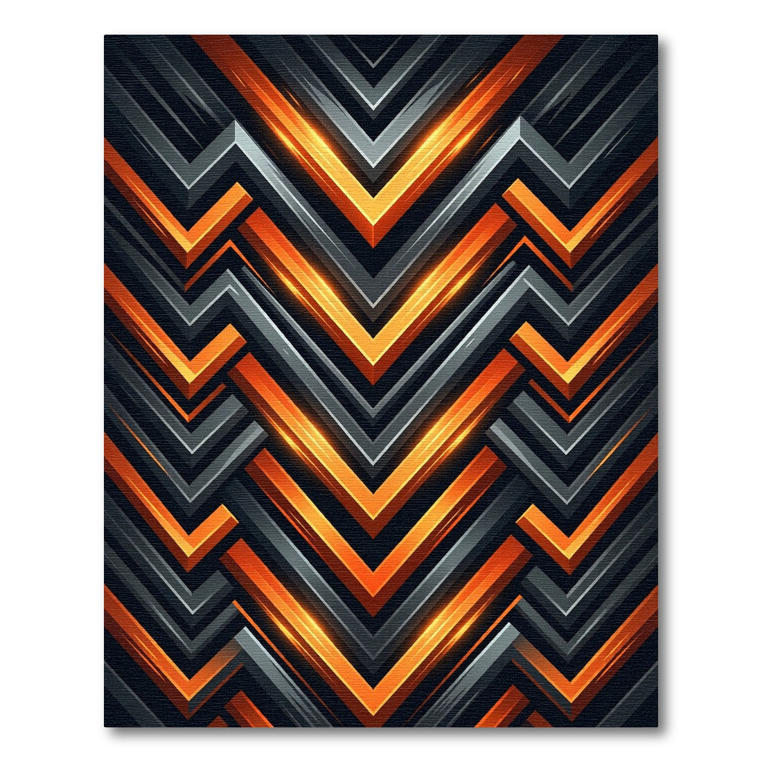 Geometric Chevron Orange and Charcoal Rug