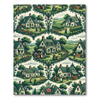 Pastoral Village Green Vineyard Scene Rug