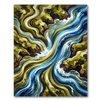 Abstract Flowing River Currents Art Rug