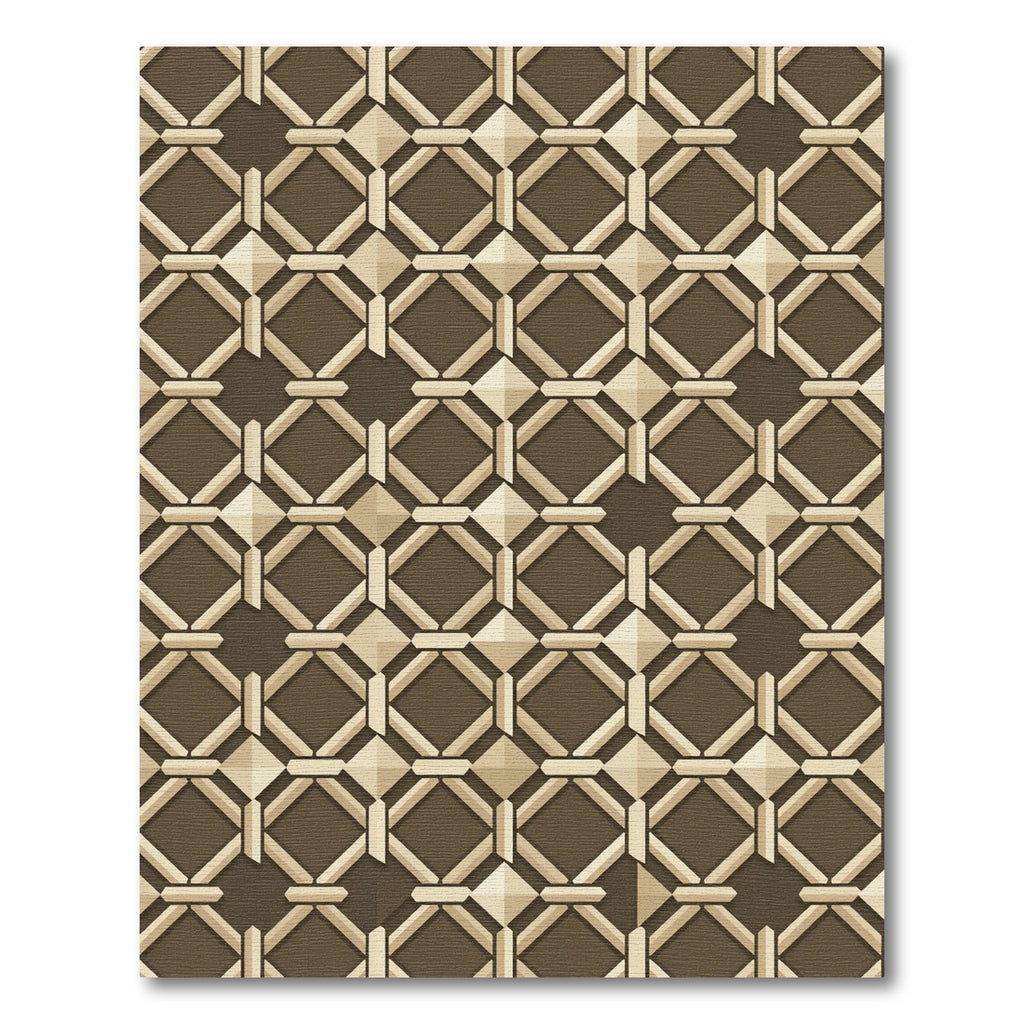 Contemporary Geometric Bronze Lattice Grid Rug