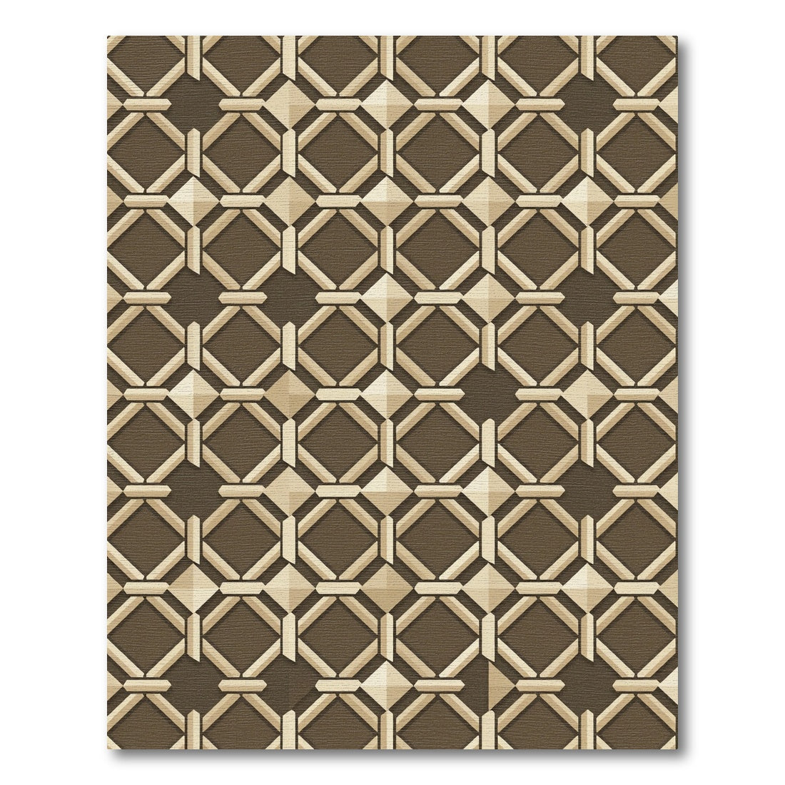 Contemporary Geometric Bronze Lattice Grid Rug