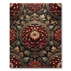 Crimson Gold Floral Art Nouveau Rug