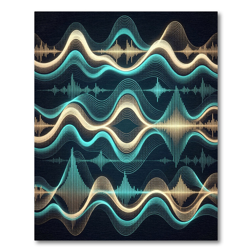 Luminous Neon Wave Oscillating Soundscape Rug