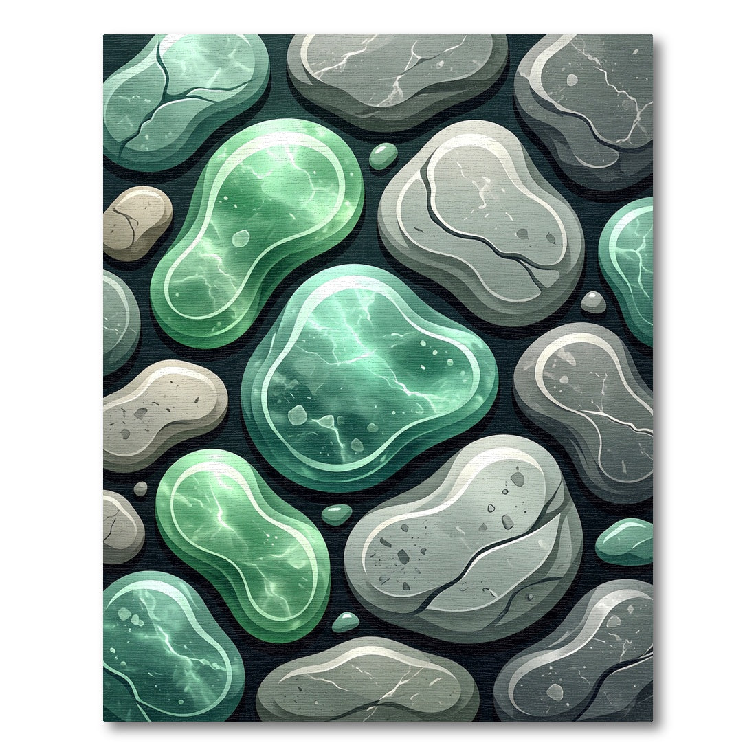 Emerald Pebbles Abstract Composition Rug