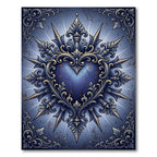 Ornate Gothic Blue Heart Filigree Rug