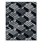 Monochromatic Geometric Grid Industrial Cube Rug