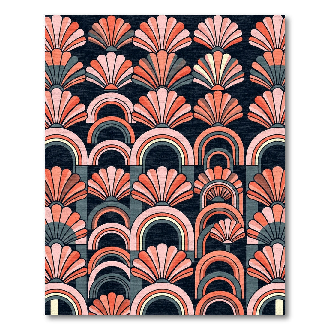 Coral Fan Rainbow Mid Century Rug