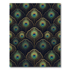 Gold Peacock Feather Art Deco Rug