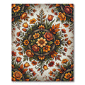 Autumnal Golden Floral Medallion Rug