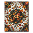 Autumnal Golden Floral Medallion Rug