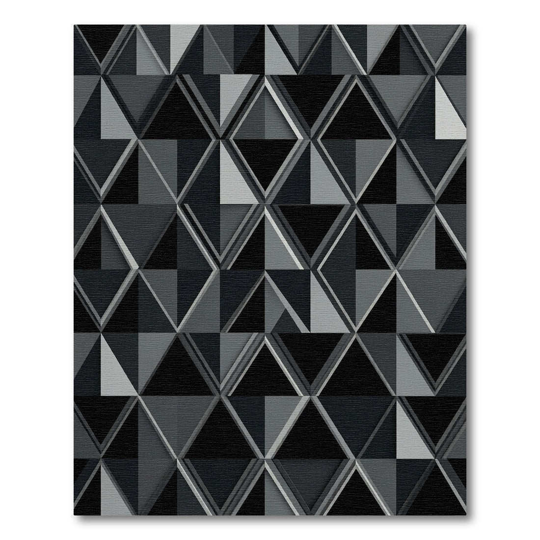 Modern Charcoal Geometric Diamond Rug