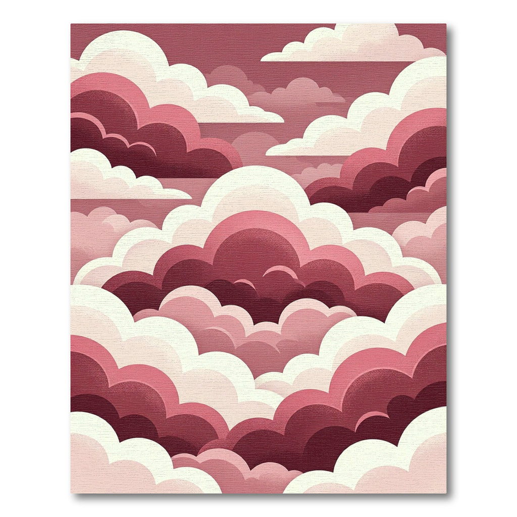 Ethereal Crimson Cloud Layered Abstract Rug