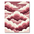 Ethereal Crimson Cloud Layered Abstract Rug