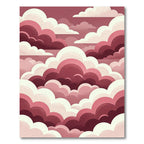 Ethereal Crimson Cloud Layered Abstract Rug