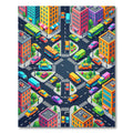 Vibrant Isometric City Street Intersection Rug