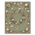 Vintage Ivory Rose Wheat Ribbon Frame Rug
