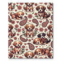 Cute Puppy Floral Paisley Boho Illustration Rug