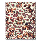 Cute Puppy Floral Paisley Boho Illustration Rug