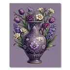 Ornate Lavender Floral Vase Arrangement Rug