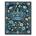 Ornate Blue Floral Crown Art Rug