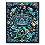 Ornate Blue Floral Crown Art Rug