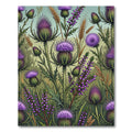 Botanical Purple Thistle and Heather Field Rug