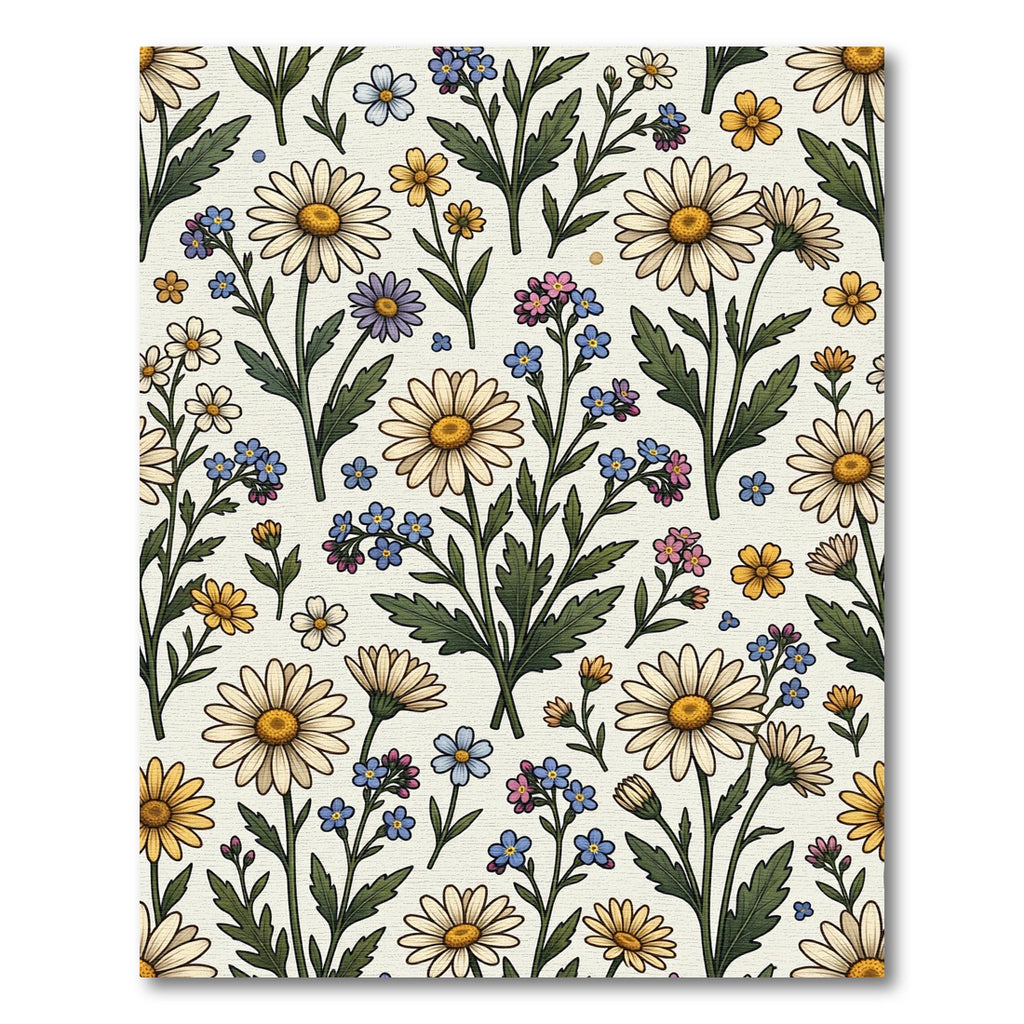 Whimsical Botanical Meadow Wildflower Field Rug