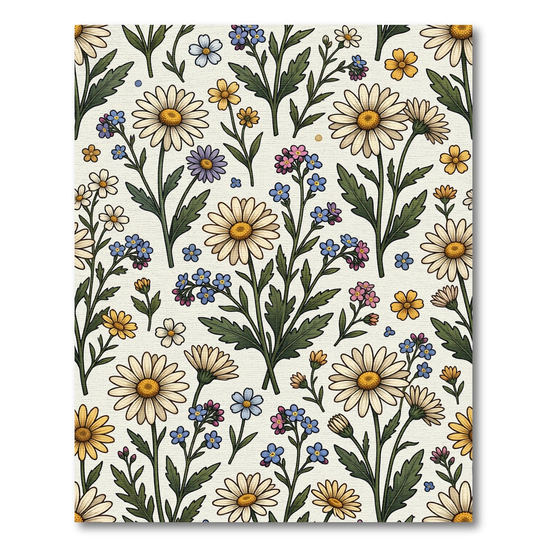 Whimsical Botanical Meadow Wildflower Field Rug
