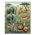 Illustrative African Savanna Wildlife Landscape Rug