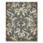 Elaborate Gray Scrollwork Floral Rug