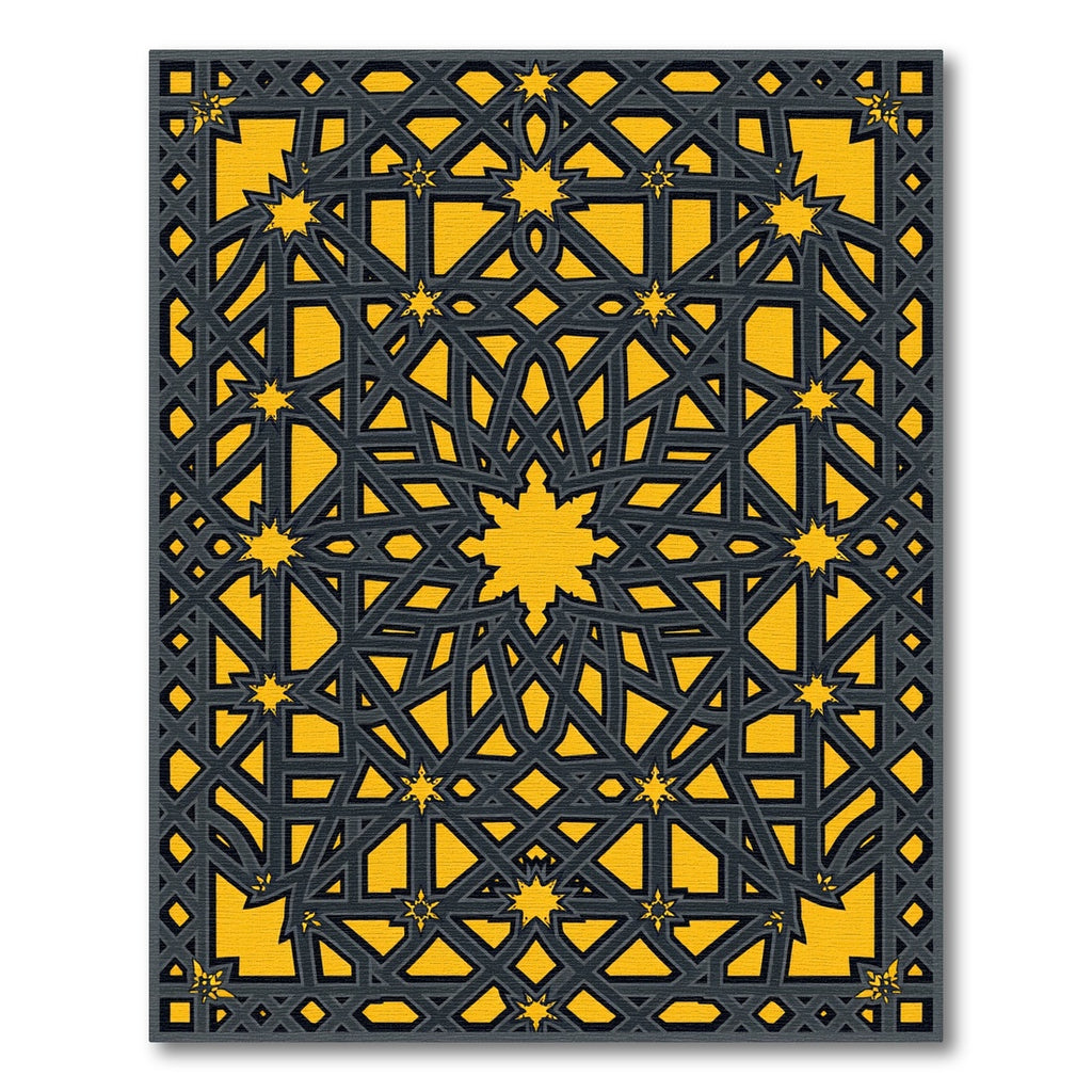 Golden Star Interwoven Geometric Composition Rug